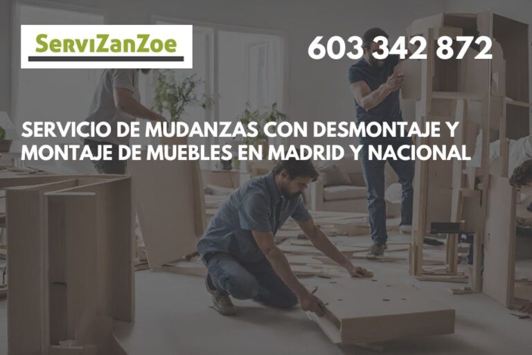 Mudanzas con desmontaje embalaje y montaje de muebles en Madrid