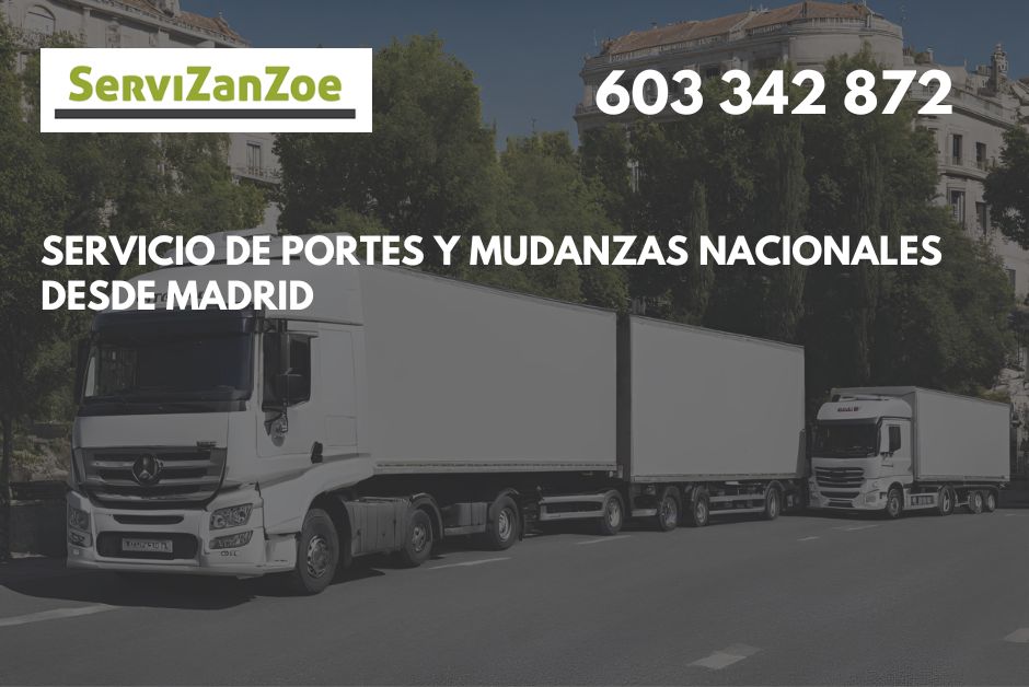 Portes y mudanzas nacionales desde Madrid